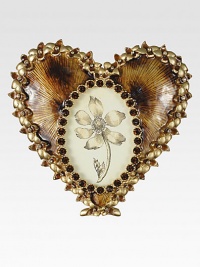 Masterful enamel work recreates the rich look of tortoise in this captivating heart-shaped frame, edged with dazzling Swarovski crystals and golden leaf-shaped accents.Enamel and crystal18k matte gold finishHandmade, hand-enameled and hand-set4.5W X 4.5HMade in USA Masterful enamel work recreates the rich look of tortoise in this captivating heart-shaped frame, edged with dazzling Swarovski crystals and golden leaf-shaped accents.Enamel and crystal18k matte gold finishHandmade, hand-enameled and hand-set4.5W X 4.5HMade in USA