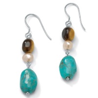 PalmBeach Jewelry Tigers-Eye Silver Earrings PalmBeach Jewelry Tigers-Eye Silver Earrings