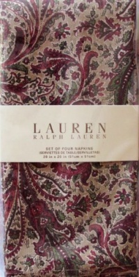 Lauren Ralph Lauren Redding Paisley Print Table Linens / Napkins 20 X 20 Inches Set of 4 Dinner Napkins Holiday Fall Burgandy Green Tan Lauren Ralph Lauren Redding Paisley Print Table Linens / Napkins 20 X 20 Inches Set of 4 Dinner Napkins Holiday Fall Burgandy Green Tan