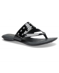 The bright colors on these slip-on thong sandals by Born are lovely for summer. The Krysten gets an added boost thanks to the metal studs on the vamp. The bright colors on these slip-on thong sandals by Born are lovely for summer. The Krysten gets an added boost thanks to the metal studs on the vamp.
