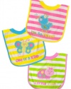 Neat Solutions 3 Pack Applique/ Print Interlock/ Knit Terry Pullover Bib, Girl