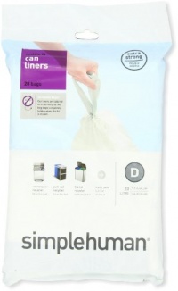 simplehuman Custom Fit Trash Can Liner D, 20 Liters / 5.3 Gallons, 20-Count (Pack of 3) simplehuman Custom Fit Trash Can Liner D, 20 Liters / 5.3 Gallons, 20-Count (Pack of 3)
