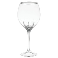 A classic pattern now features a platinum metal band creating pieces that are even more striking than the original. Wine, goblet, flute and iced beverage are available to make a full suite.