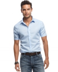 Change up your casual style with this short-sleeved shirt from INC International Concepts. Embroidered detailing at the shoulder adds a hip edge to a classic look. Change up your casual style with this short-sleeved shirt from INC International Concepts. Embroidered detailing at the shoulder adds a hip edge to a classic look.