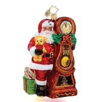 Santa is coming and the people are counting down the hours on their Christmas clocks. This hand blown ornament brings joy to the hearts of many. Santa is coming and the people are counting down the hours on their Christmas clocks. This hand blown ornament brings joy to the hearts of many.