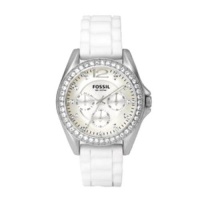 Fossil Women's ES2344 White Silicone Strap Silver Glitz Analog Dial Multifunction Watch Fossil Women's ES2344 White Silicone Strap Silver Glitz Analog Dial Multifunction Watch