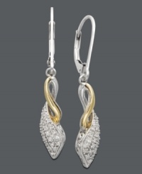 Sparkling sophistication in chic two tone color. These versatile drop earrings feature a swirling 14k gold and sterling silver setting dusted with round-cut diamonds (1/5 ct. t.w.) Approximate drop: 1 inch. Sparkling sophistication in chic two tone color. These versatile drop earrings feature a swirling 14k gold and sterling silver setting dusted with round-cut diamonds (1/5 ct. t.w.) Approximate drop: 1 inch.