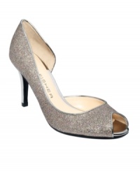 All that glitters: Marc Fisher's Joey peep-toe pumps sparkle with a glitter finish upper and silver tone 3 heel. Whether you wear them for a dressy formal event or just a fun night out on the town, they'll be sure to get plenty of attention! All that glitters: Marc Fisher's Joey peep-toe pumps sparkle with a glitter finish upper and silver tone 3 heel. Whether you wear them for a dressy formal event or just a fun night out on the town, they'll be sure to get plenty of attention!