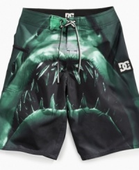 He can brave the surf in these board shorts from DC Shoes, a toothy style that's so cool it's scary. He can brave the surf in these board shorts from DC Shoes, a toothy style that's so cool it's scary.
