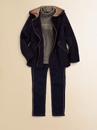 She'll look effortlessly elegant in this chic outer layer featuring Fendi logo print lining and trim.Attached hoodLong sleevesButton frontFlap side pocketsBack vent70% virgin wool/20% polyamide/10% cashmereMachine washMade in Italy of imported fabric Please note: Number of buttons may vary depending on size ordered. She'll look effortlessly elegant in this chic outer layer featuring Fendi logo print lining and trim.Attached hoodLong sleevesButton frontFlap side pocketsBack vent70% virgin wool/20% polyamide/10% cashmereMachine washMade in Italy of imported fabric Please note: Number of buttons may vary depending on size ordered.