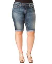 Stay cool in warm temps with Silver Jeans' plus size Bermuda shorts-- team them with all your fave tanks and tees! Stay cool in warm temps with Silver Jeans' plus size Bermuda shorts-- team them with all your fave tanks and tees!