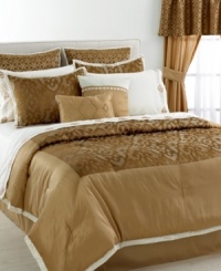 A ray of golden light. In warm and inviting hues, this Walnut Hill comforter set features a captivating flourish pattern with hints of sparkle for a touch of pure magic. Includes enough components, all in coordinating hues and patterns, to makeover your space. A ray of golden light. In warm and inviting hues, this Walnut Hill comforter set features a captivating flourish pattern with hints of sparkle for a touch of pure magic. Includes enough components, all in coordinating hues and patterns, to makeover your space.
