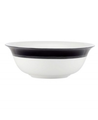 A graphic black-and-white edge makes this kate spade new york serving bowl a chic complement to dinnerware graced with Florence Broadhurt's timeless Japanese Floral print. A graphic black-and-white edge makes this kate spade new york serving bowl a chic complement to dinnerware graced with Florence Broadhurt's timeless Japanese Floral print.