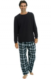 Del Rossa Men's Long Pajama Set - Knit Top with 100% Cotton Flannel Sleep Pants Del Rossa Men's Long Pajama Set - Knit Top with 100% Cotton Flannel Sleep Pants
