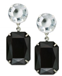 Be a jetsetter in these drop earrings from Bar III. Faceted acrylic stones hang from a clear accent. Crafted in gold tone mixed metal. Approximate drop: 2 inches. Be a jetsetter in these drop earrings from Bar III. Faceted acrylic stones hang from a clear accent. Crafted in gold tone mixed metal. Approximate drop: 2 inches.