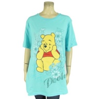 Disney Winnie the Pooh Bear T-Shirt Short Sleeve Top Aqua Glitter Tee (3X)