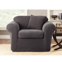 Sure Fit Stretch Metro 2-Piece Chair Slipcover, Gray Sure Fit Stretch Metro 2-Piece Chair Slipcover, Gray