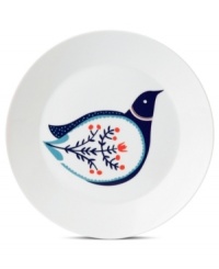 Embellish the navy flora of Fable Garland dinnerware with the bird accent plate. Featuring distinct Scandinavian style and the sleek durability of Royal Doulton porcelain. Embellish the navy flora of Fable Garland dinnerware with the bird accent plate. Featuring distinct Scandinavian style and the sleek durability of Royal Doulton porcelain.