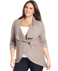 A must-have layering piece for the season: Design 365's ribbed plus size cardigan.