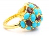 Kenneth Jay Lane Adj Size 5- 7.5 Couture Sim. Turquoise & Red Ruby Ring NEW