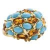 Kenneth Jay Lane Adj Size 5- 7.5 Couture Sim. Turquoise & Golden Topaz Ring NEW