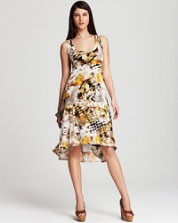 Boasting a vibrant whirl of dessert tones, mixed textures and vivid florals, this Karen Kane dress makes for an exotic escape from your everyday style. Boasting a vibrant whirl of dessert tones, mixed textures and vivid florals, this Karen Kane dress makes for an exotic escape from your everyday style.
