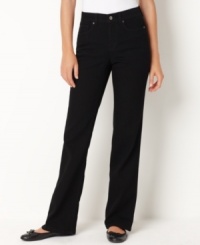 These petite jeans by Charter Club offer just the right amount of stretch for a flattering fit. A bootcut leg and a dark, clean wash make them smart for day-off dressing. These petite jeans by Charter Club offer just the right amount of stretch for a flattering fit. A bootcut leg and a dark, clean wash make them smart for day-off dressing.