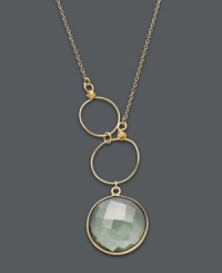 A style refreshment! Studio Silver's breezy necklace features a bubbly asymmetrical design highlighting a faceted green glass drop and interlocking links. Crafted in 18k gold over sterling silver. Approximate length: 16 inches. Approximate drop: 2 inches. A style refreshment! Studio Silver's breezy necklace features a bubbly asymmetrical design highlighting a faceted green glass drop and interlocking links. Crafted in 18k gold over sterling silver. Approximate length: 16 inches. Approximate drop: 2 inches.