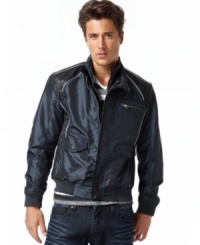 Sport some vintage cool with this retro-hip jacket from INC International Concepts. Sport some vintage cool with this retro-hip jacket from INC International Concepts.