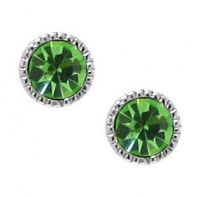 Sterling Silver 925 Brilliant Round 4mm Green Crystal Stud Earrings Sterling Silver 925 Brilliant Round 4mm Green Crystal Stud Earrings