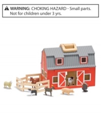 Young future farmers will enjoy down on the farm fun with this fully assembled, wooden barn. Two-story barn is stocked with seven realistic plastic farm animals, a wooden ladder and a folding corral. Chunky handles let you take this little bit of country wherever you go! Young future farmers will enjoy down on the farm fun with this fully assembled, wooden barn. Two-story barn is stocked with seven realistic plastic farm animals, a wooden ladder and a folding corral. Chunky handles let you take this little bit of country wherever you go!