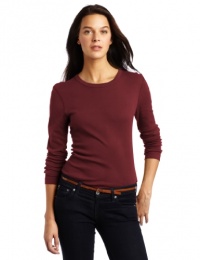 Three Dots Red Women's Classic Fit Long Sleeve Tee Three Dots Red Women's Classic Fit Long Sleeve Tee