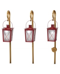 Delight family and friends this holiday season with this set of three outdoor musical lanterns. Featuring a motion sensor activating 30 Christmas songs with coordinated LED lighting effects, these lantern immediately put anyone in the holiday mood. Delight family and friends this holiday season with this set of three outdoor musical lanterns. Featuring a motion sensor activating 30 Christmas songs with coordinated LED lighting effects, these lantern immediately put anyone in the holiday mood.