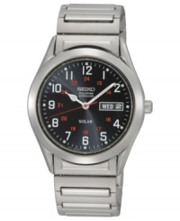 A classic Solar collection watch from Seiko with modern accents that harnesses natural light for lasting precision. A classic Solar collection watch from Seiko with modern accents that harnesses natural light for lasting precision.