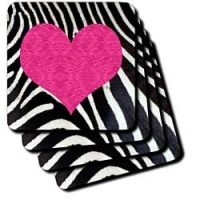Janna Salak Designs Punk Rockabilly Zebra Animal Stripe Pink Heart Pri Coaster, Soft, Set of 4 Janna Salak Designs Punk Rockabilly Zebra Animal Stripe Pink Heart Pri Coaster, Soft, Set of 4