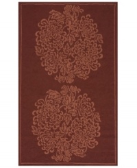 A duo of oversized vinery designs add graceful allure to this flavorful area rug. In deep wine-purple, Momeni's Veranda rug makes an inviting space out of any room or outdoor living area. Mildew-resistant polypropylene is hand-hooked and UV-protected to prevent fading. A duo of oversized vinery designs add graceful allure to this flavorful area rug. In deep wine-purple, Momeni's Veranda rug makes an inviting space out of any room or outdoor living area. Mildew-resistant polypropylene is hand-hooked and UV-protected to prevent fading.
