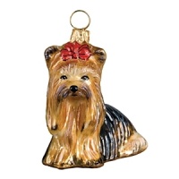 A lovely gift for any Yorkshire Terrier owner, the Pet Set dog ornaments from Joy to the World are endorsed by Betty White to benefit Morris Animal Foundation. Each hand painted ornament is packed individually in its own black lacquered box.