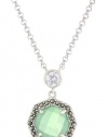 Judith Jack MALDIVES Sterling Silver, Marcasite and Chrysoprase Stone Pendant Necklace