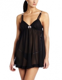 Betsey Johnson Women's Chiffon And Lace Babydoll, Black, Large Betsey Johnson Women's Chiffon And Lace Babydoll, Black, Large