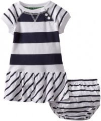 Nautica Sportswear Kids Baby-girls Infant Short Sleeve Stripe Dress, Sail White, 24 Months