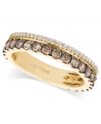 Two rows of stunning sparkle. Le Vian's beautiful ring features round-cut chocolate diamonds (9/10 ct. t.w.) and white diamonds (1/5 ct. t.w.) in 14k gold. Size 7.