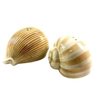 Beach Sea Shells Salt & Pepper Shaker Set S/P Beach Sea Shells Salt & Pepper Shaker Set S/P