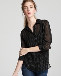 Bedecked in charming polka dots, this Velvet by Graham & Spencer button-up top lends polish to every look. Bedecked in charming polka dots, this Velvet by Graham & Spencer button-up top lends polish to every look.