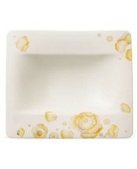 Bright and sunny, the Modern Grace Peonia rim soup bowl flowers in yellow, platinum and gold. A fresh square shape rendered in Villeroy & Boch china creates a distinct table setting for contemporary dining. Bright and sunny, the Modern Grace Peonia rim soup bowl flowers in yellow, platinum and gold. A fresh square shape rendered in Villeroy & Boch china creates a distinct table setting for contemporary dining.