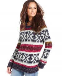 Layer on this patterned, chunky knit Free People sweater for the ultimate cozy, casual fall look!