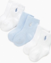 A classic set of three terry crew length socks will leave their feet feeling fantastic. A classic set of three terry crew length socks will leave their feet feeling fantastic.