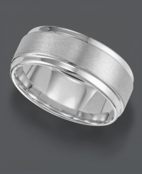 Smooth style that will last a lifetime. This men's ring by Triton features a polished design with lined edges, crafted in a white tungsten carbide band (9 mm) with a comfort fit. Sizes 8-15. Smooth style that will last a lifetime. This men's ring by Triton features a polished design with lined edges, crafted in a white tungsten carbide band (9 mm) with a comfort fit. Sizes 8-15.