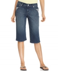 Rhinestones add sparkle to Style&co.'s denim bermuda shorts. Extra tummy control and a curvier cut gives them a flattering fit! (Clearance) Rhinestones add sparkle to Style&co.'s denim bermuda shorts. Extra tummy control and a curvier cut gives them a flattering fit! (Clearance)