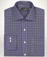 Refresh your rotation of work-wear with this handsome tartan plaid dress shirt from Lauren Ralph Lauren. Refresh your rotation of work-wear with this handsome tartan plaid dress shirt from Lauren Ralph Lauren.