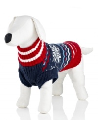 A present for the pooch that has it all, the Fair Island dog sweater ensures the furriest member of your family is toasty warm and the epitome of cute all winter long. A present for the pooch that has it all, the Fair Island dog sweater ensures the furriest member of your family is toasty warm and the epitome of cute all winter long.